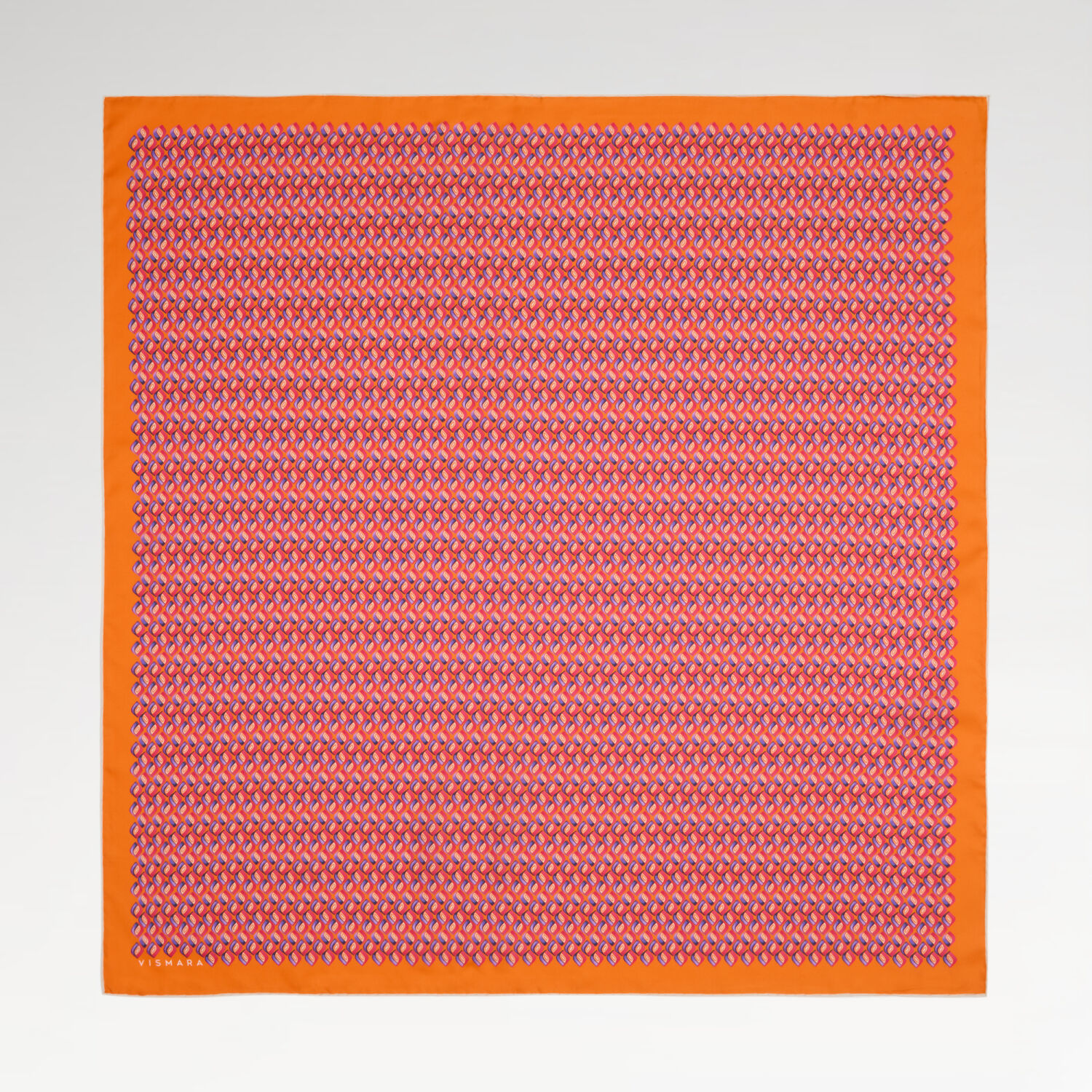 Orange Prism Retro Patterned Twill Silk Square Scarf - 1
