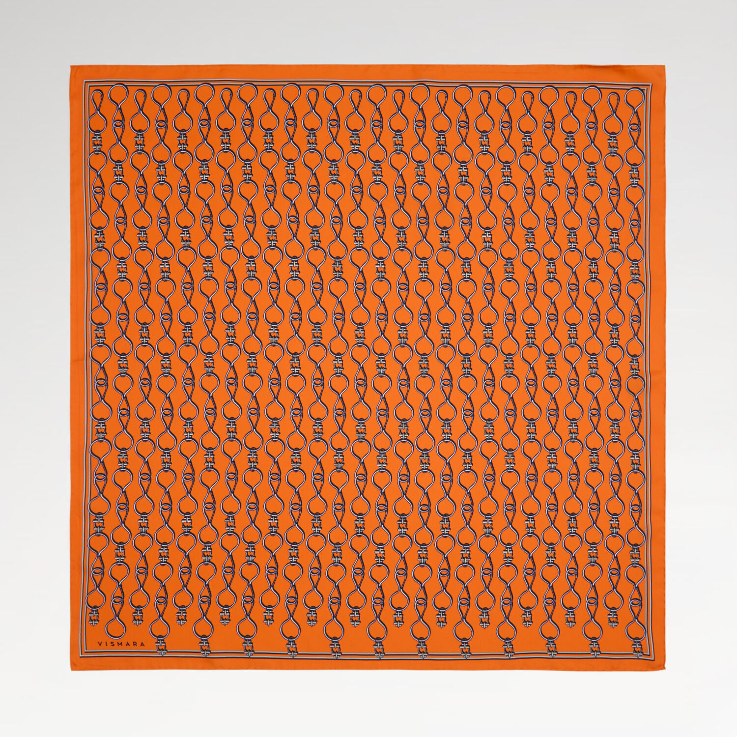 Orange Vector Chain Pattern Twill Silk Square Scarf - 1