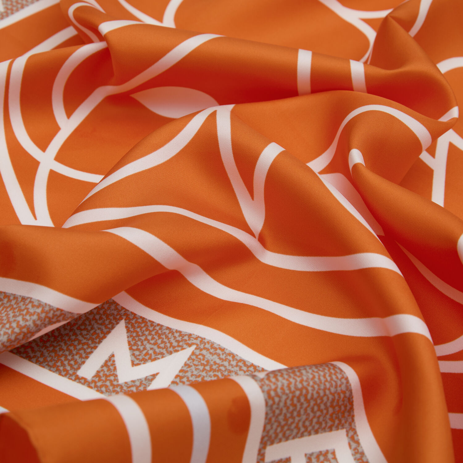 Orange Vismara Swan Pattern Twill Silk Square Scarf - 2