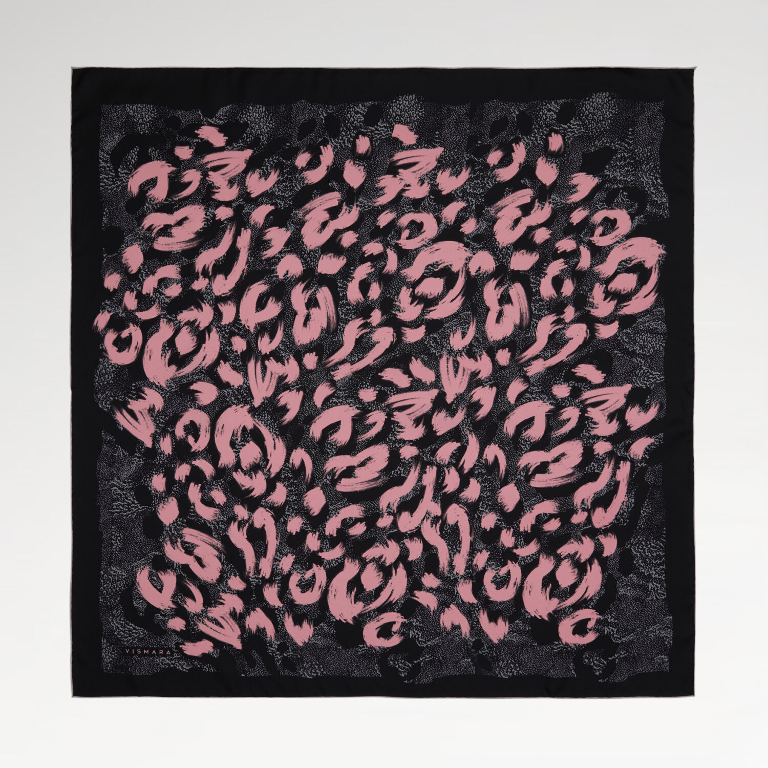 Pembe Leopar Desenli Twill İpek Eşarp - 1