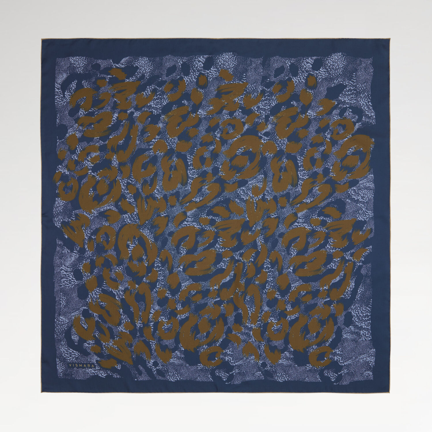 Petrol Leopard Print Twill Silk Square Scarf - 1