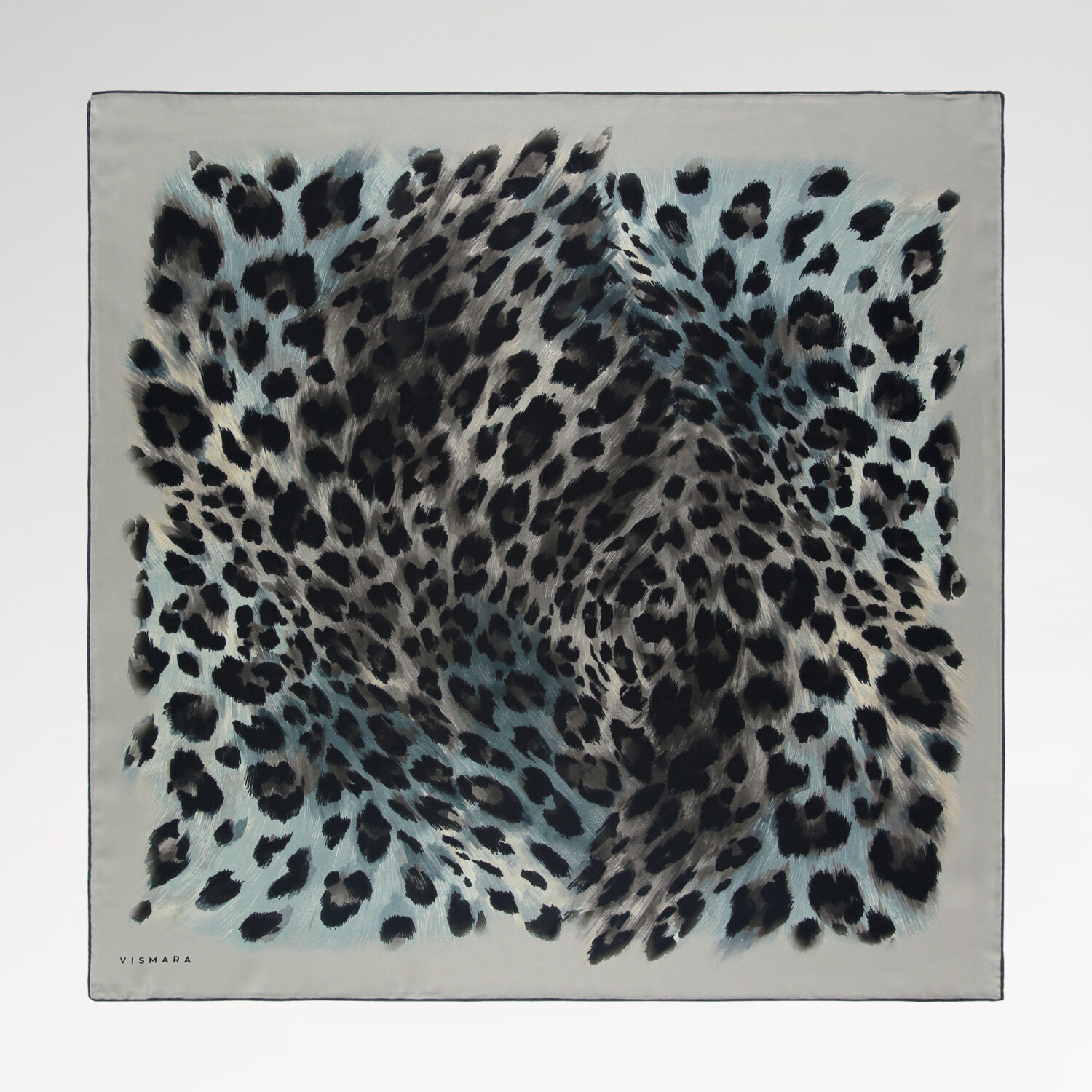 Petrol Natural Leopard Pattern Twill Silk Square Scarf - 1