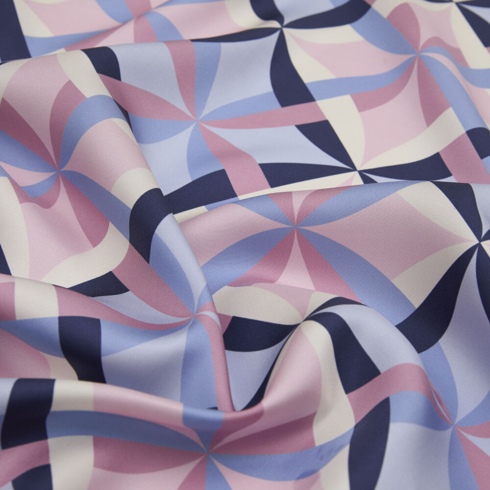 Pink Antique Mosaic Patterned Twill Silk Square Scarf - Vismara