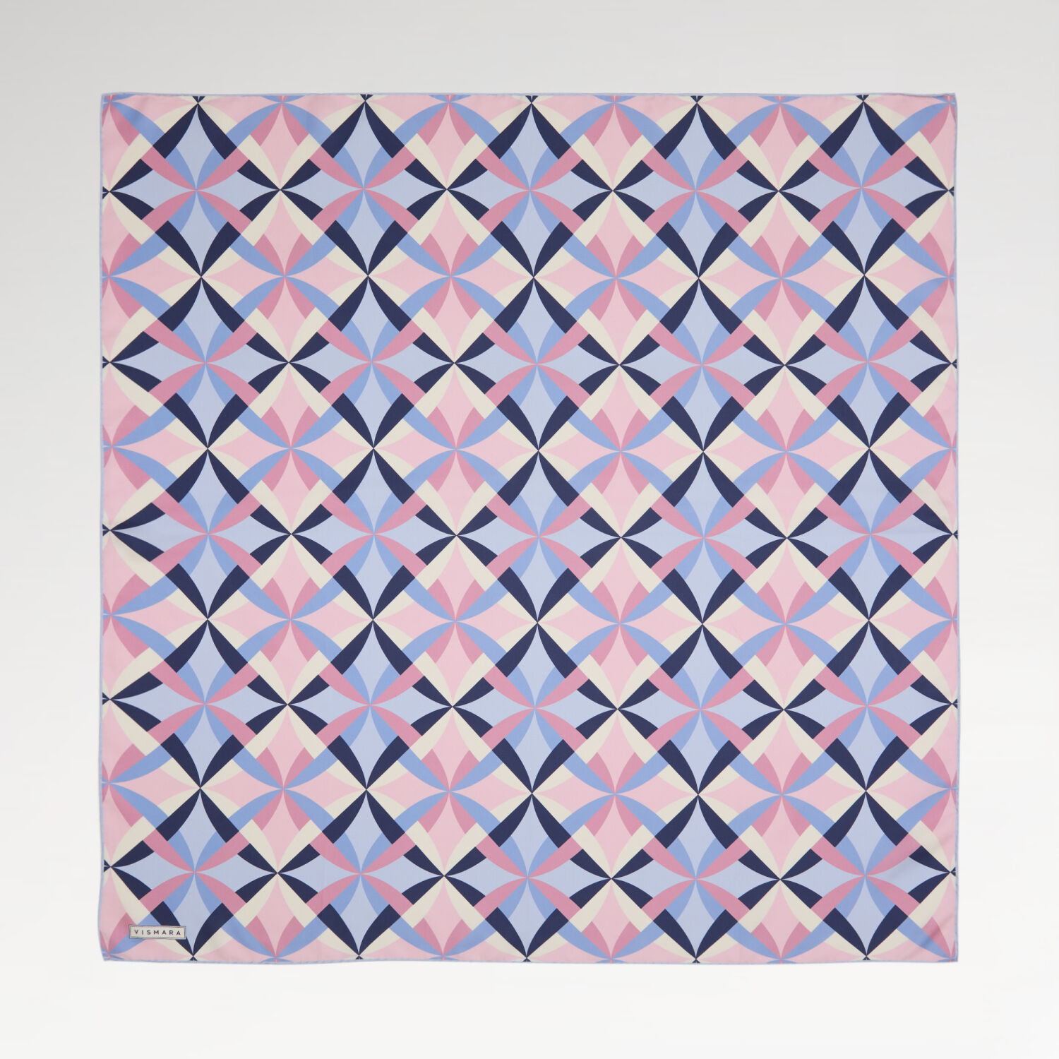 Pink Antique Mosaic Patterned Twill Silk Square Scarf - 1