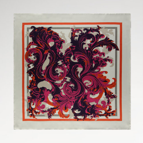 Pink Baroque Ivy Patterned Silk Square Scarf