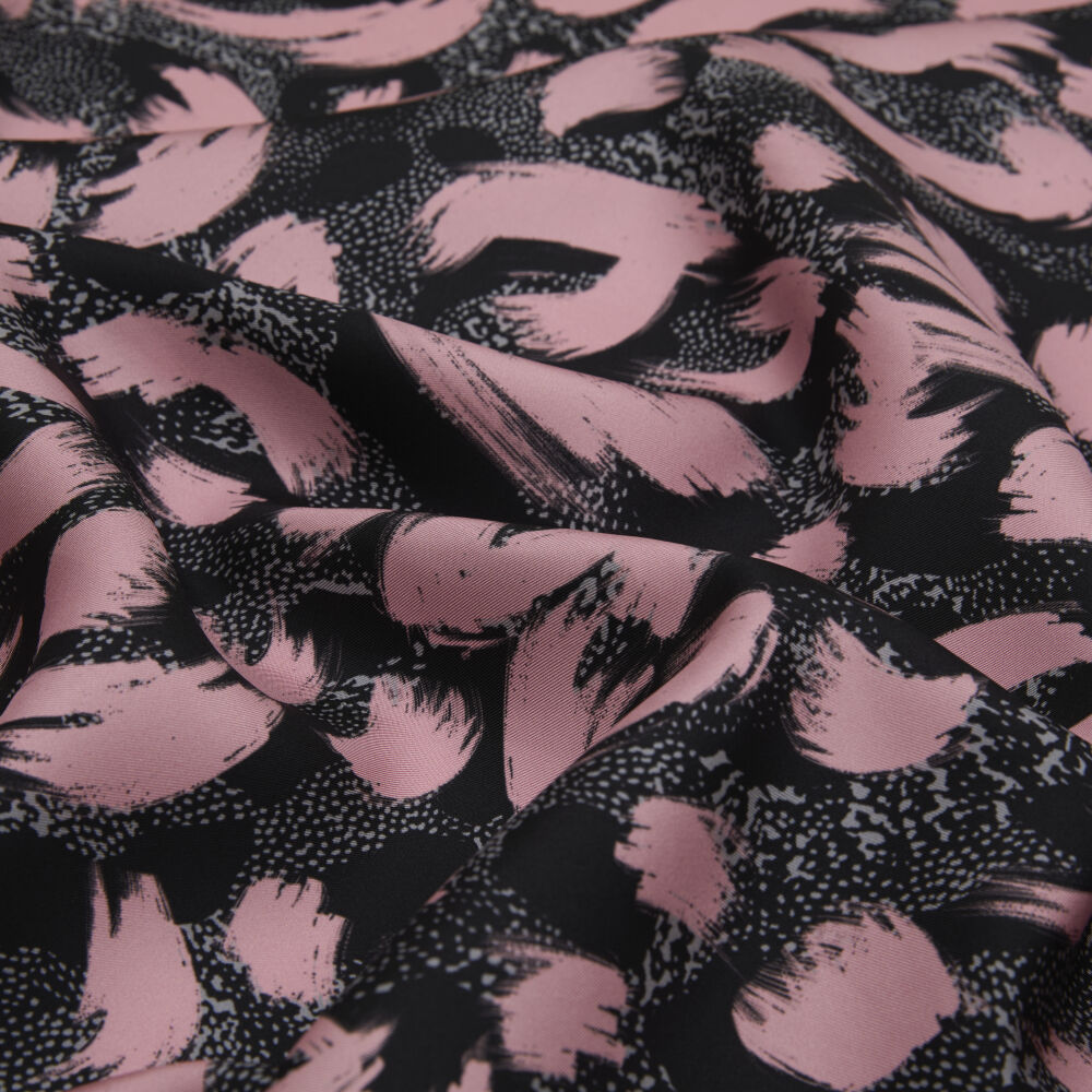 Pink Leopard Print Twill Silk Square Scarf - Vismara