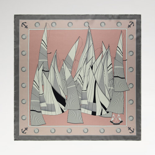 Pink Sail Patterned Silk Square Scarf