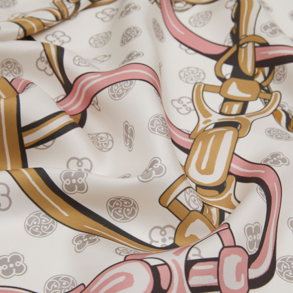 Pink Vismara Harness Patterned Twill Silk Square Scarf - Vismara