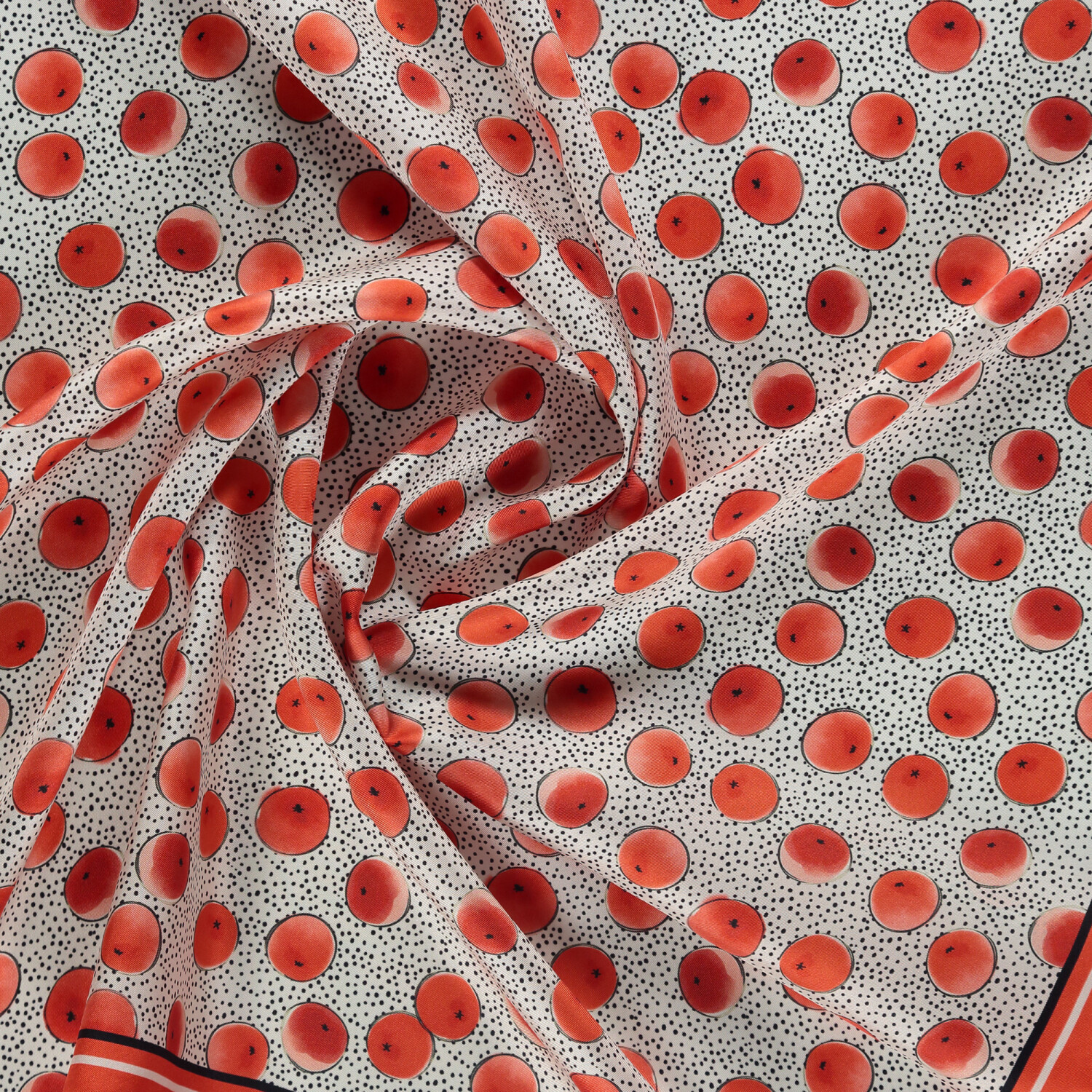 Pomegranate Artistic Dot Patterned Twill Silk Square Scarf - 2