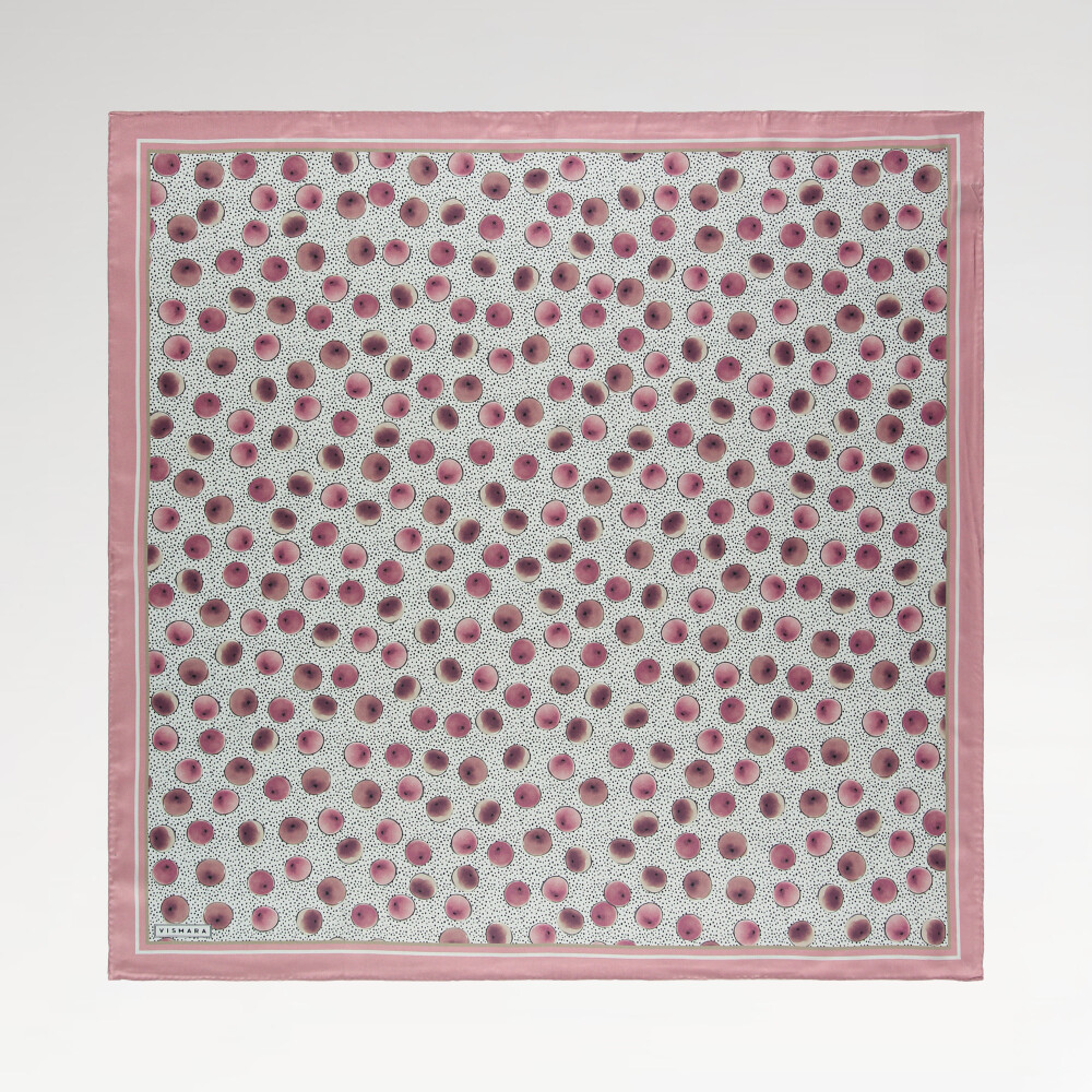 Powder Artistic Dot Patterned Twill Silk Square Scarf