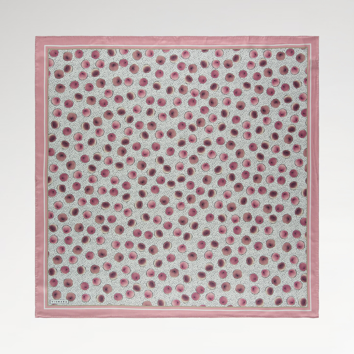 Powder Artistic Dot Patterned Twill Silk Square Scarf - 1