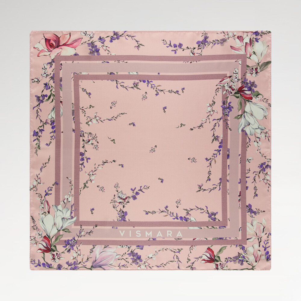 Powder Garden Harmony Pattern Twill Silk Square Scarf