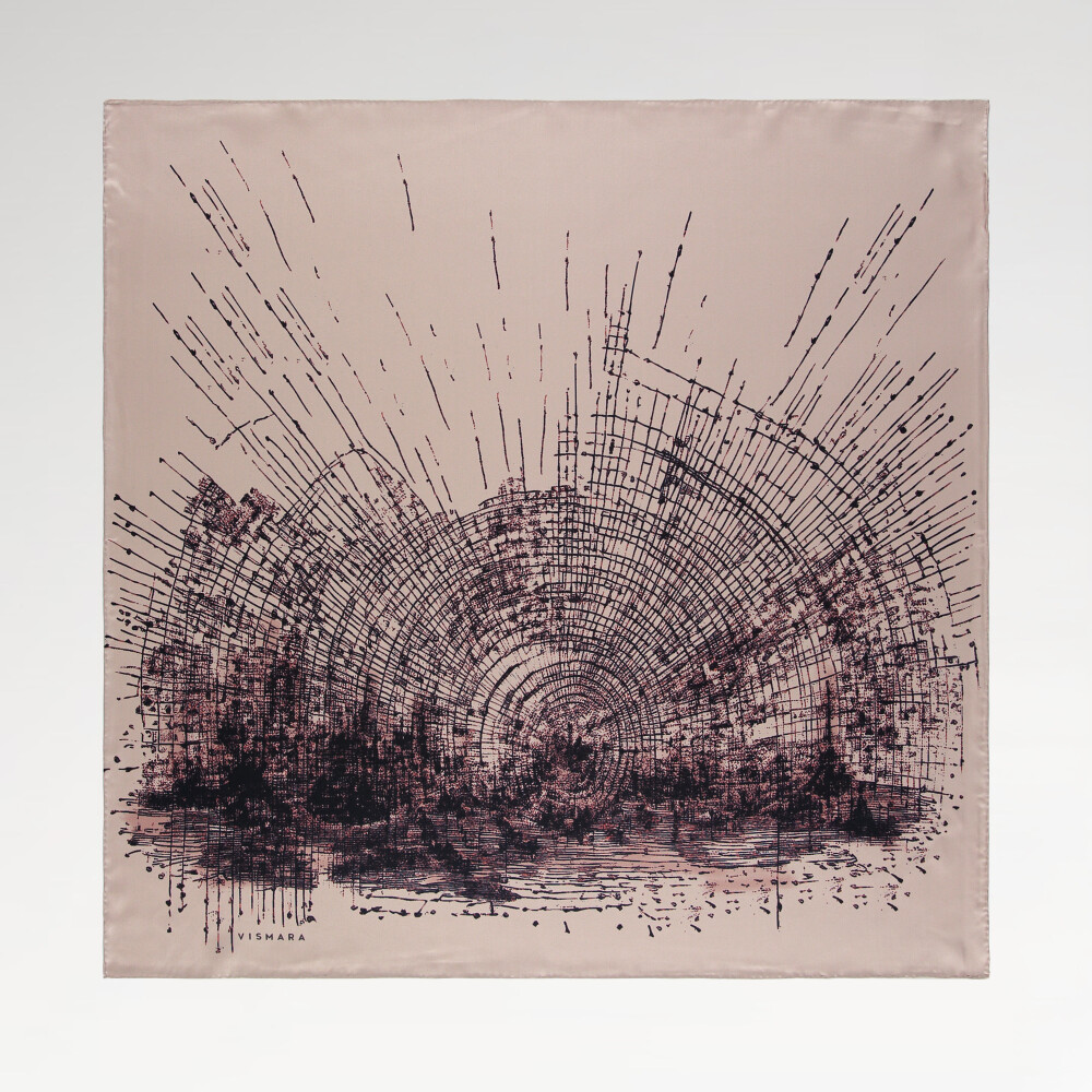 Powder Laminate Pattern Twill Silk Square Scarf