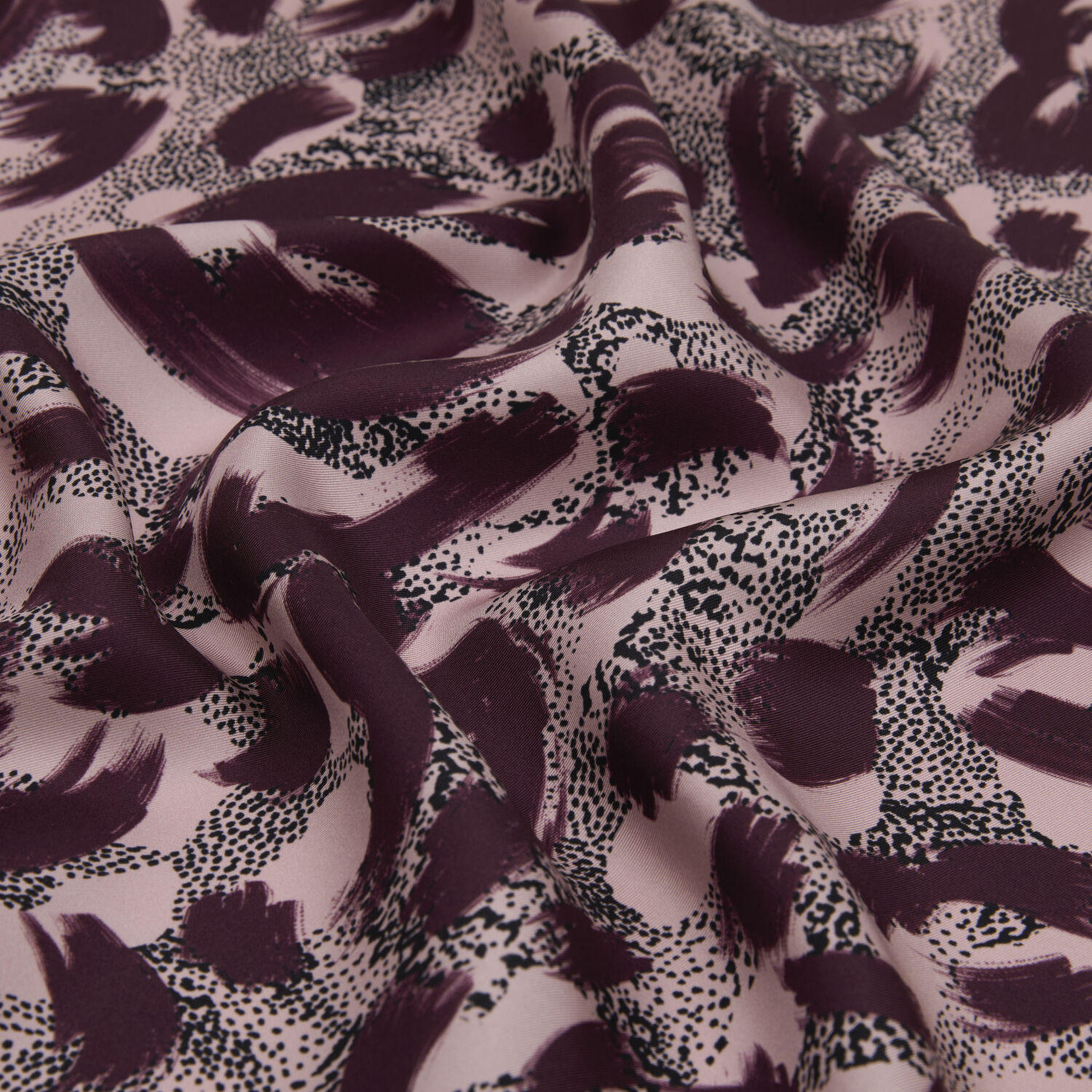 Powder Leopard Patterned Twill Silk Square Scarf - 2