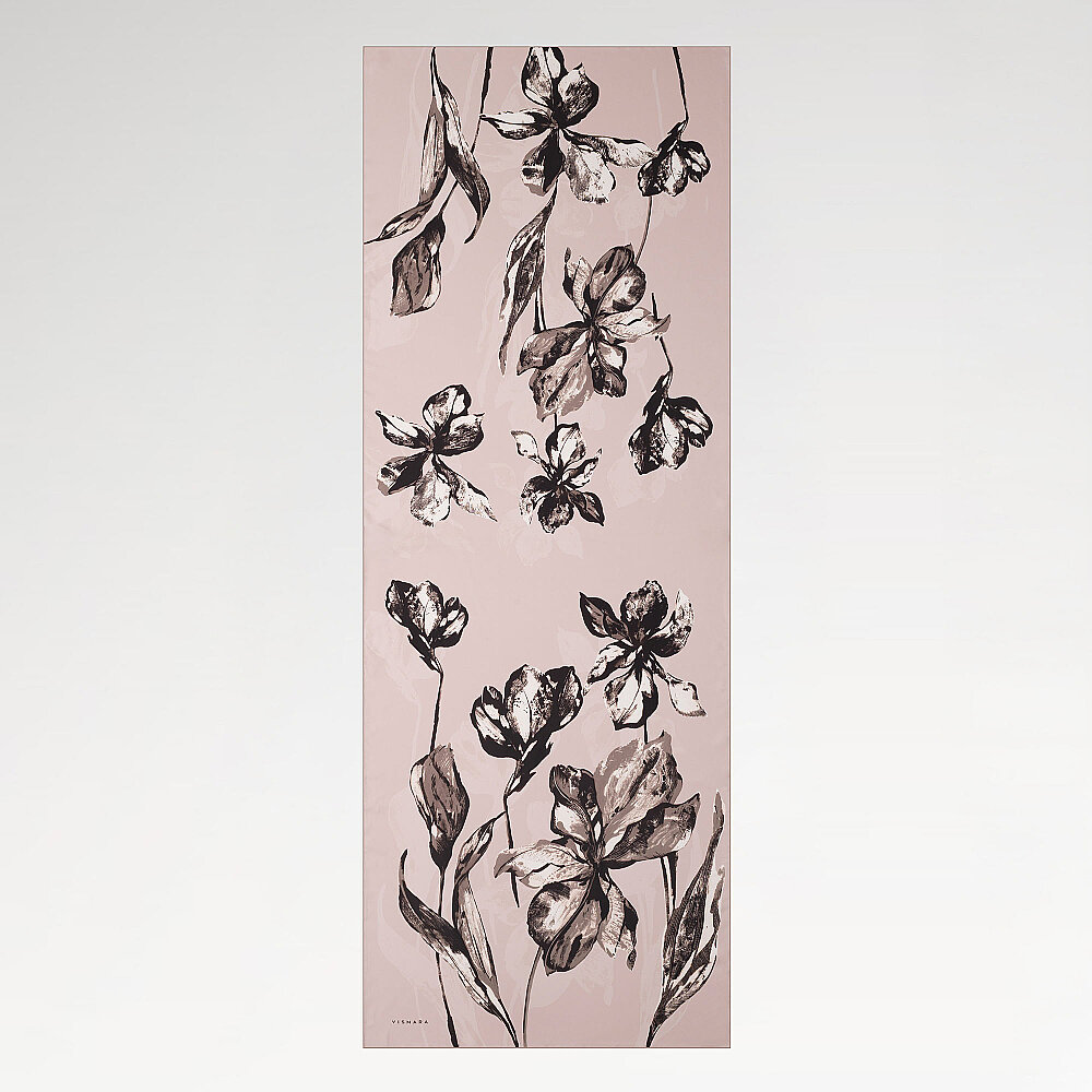 Powder Pink Pencil Drawing Lily Pattern Silk Scarf - 2