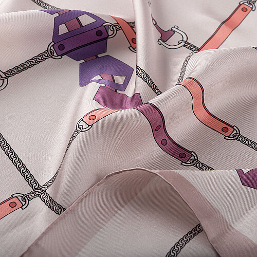 Powder Pink Prism Line Pattern Silk Scarf - Vismara