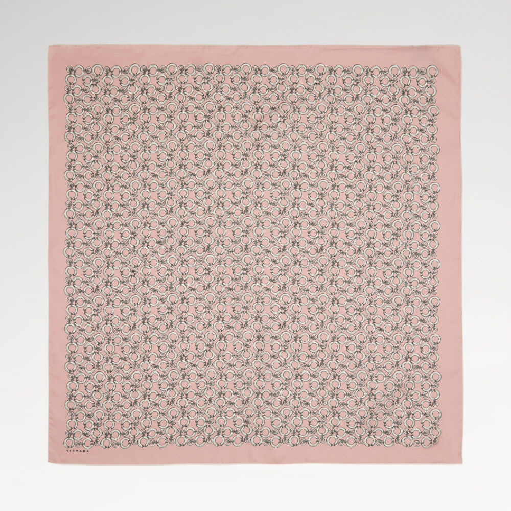 Powder Ring Chain Pattern Twill Silk Square Scarf