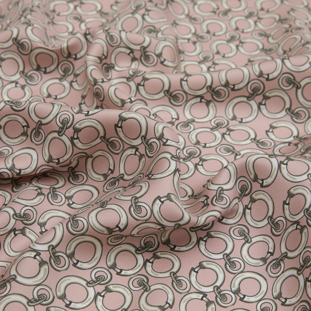 Powder Ring Chain Pattern Twill Silk Square Scarf - Vismara