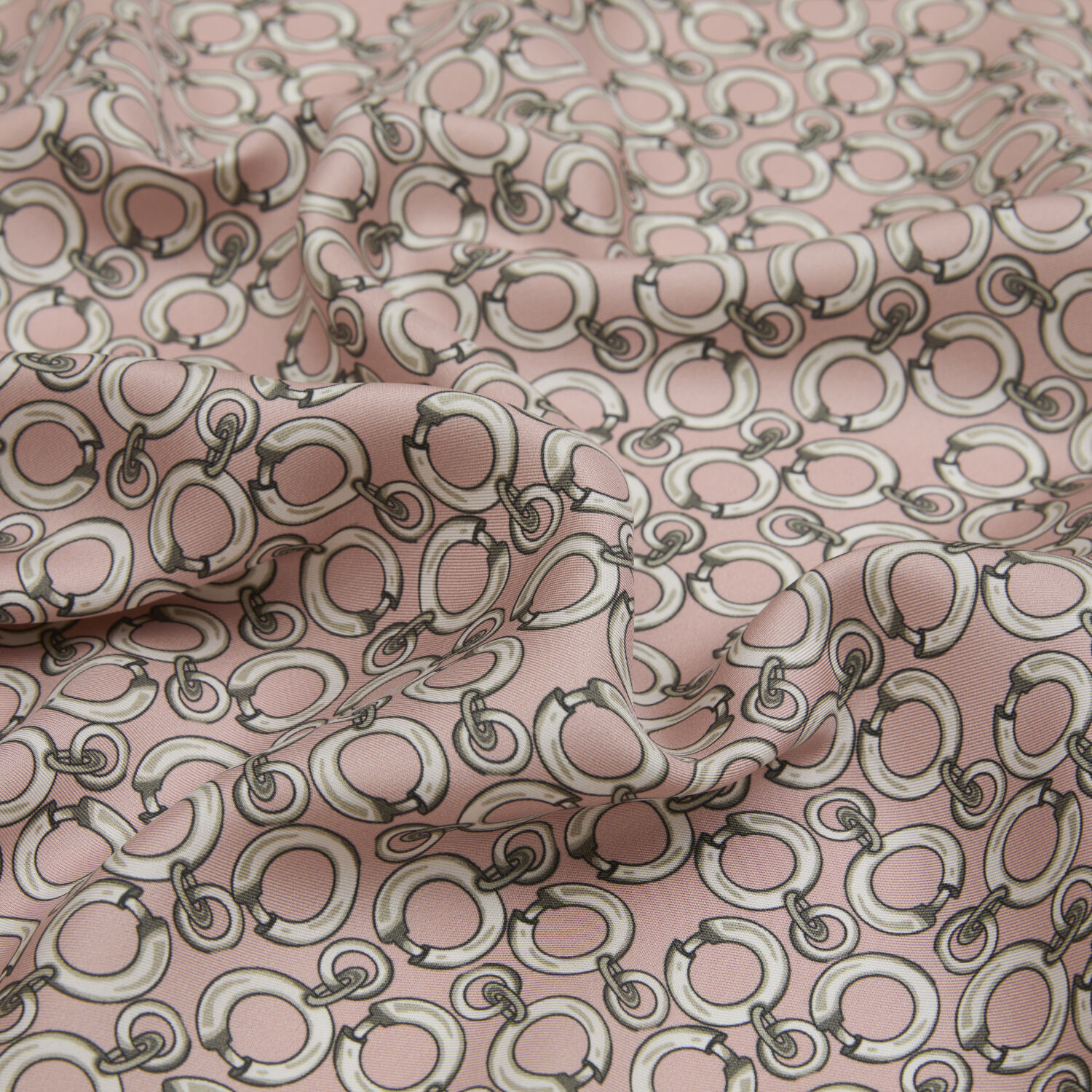 Powder Ring Chain Pattern Twill Silk Square Scarf - 2