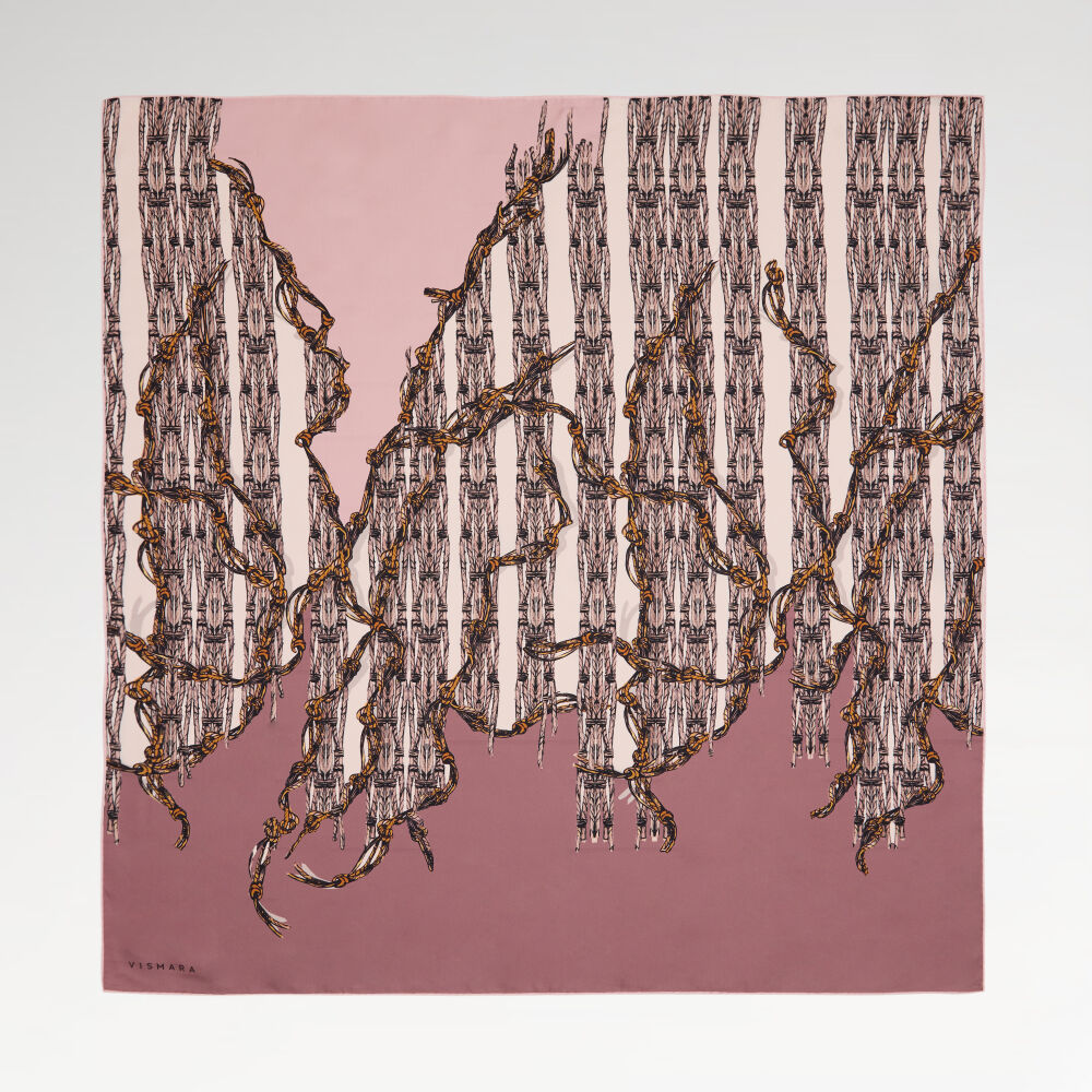 Powder Rope Pattern Twill Silk Square Scarf