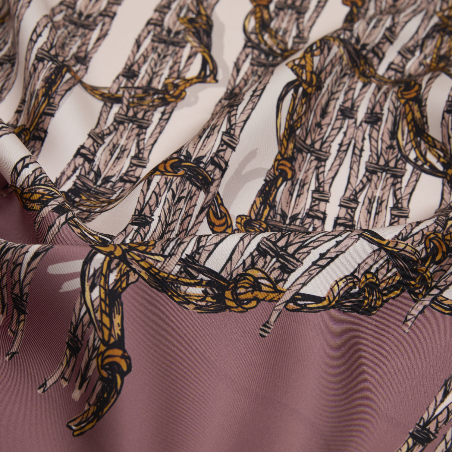 Powder Rope Pattern Twill Silk Square Scarf - 2
