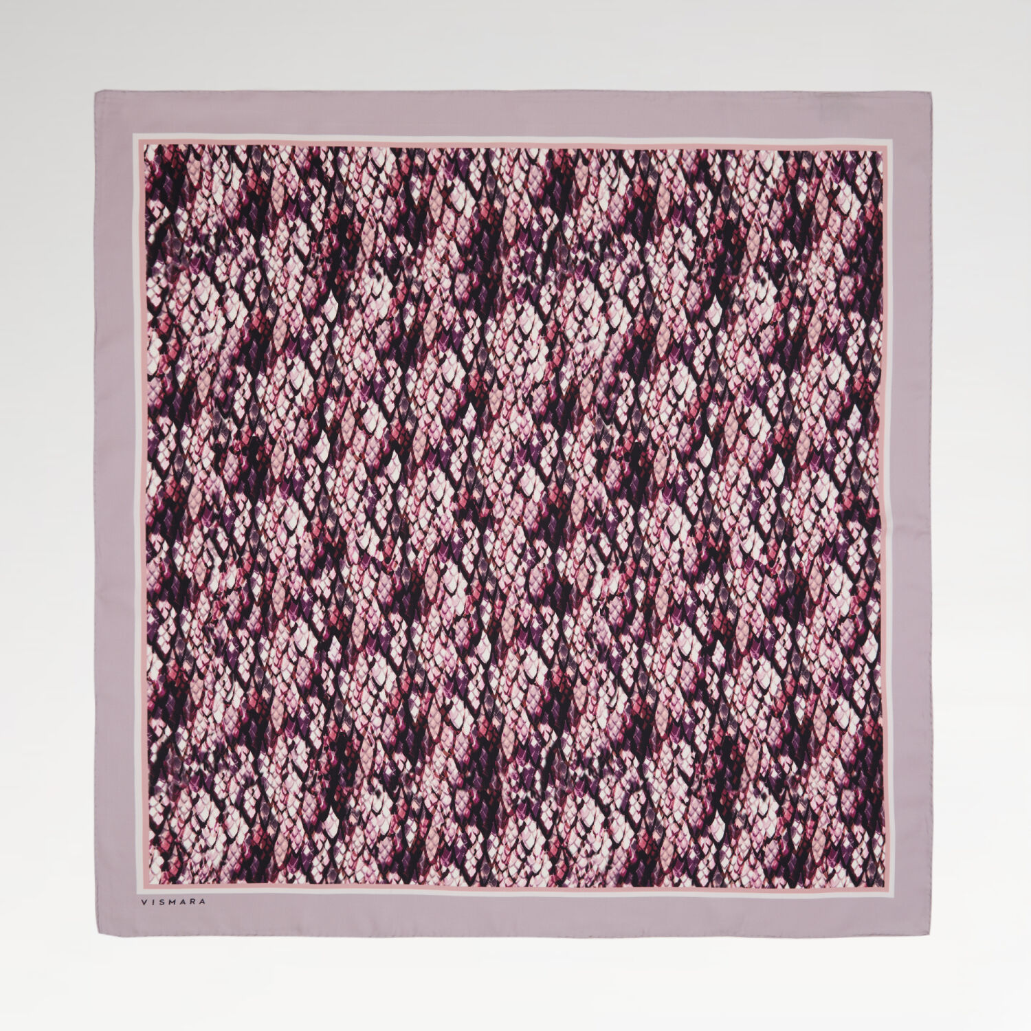 Powder Snake Patterned Twill Silk Square Scarf - 1