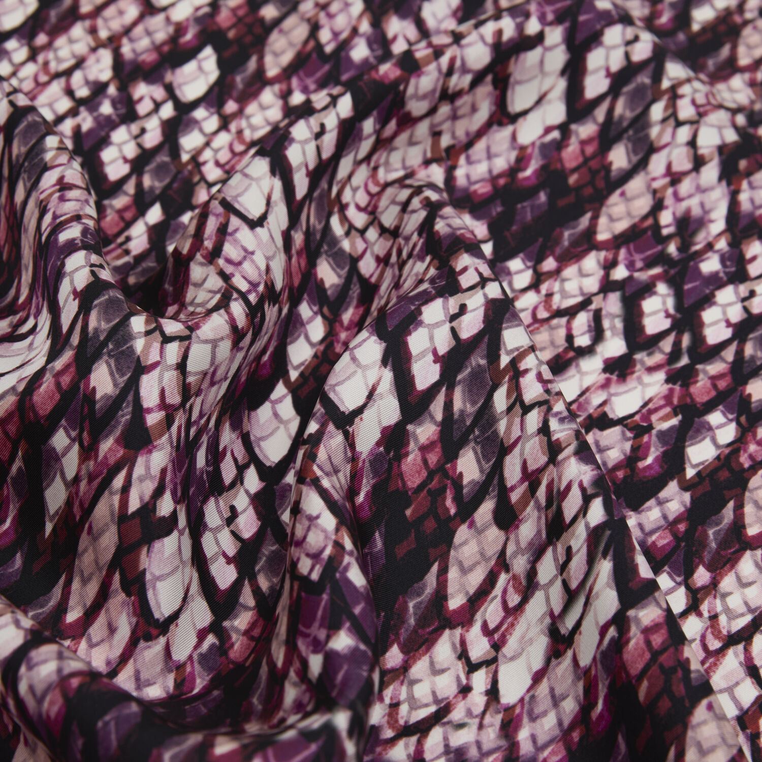 Powder Snake Patterned Twill Silk Square Scarf - 2