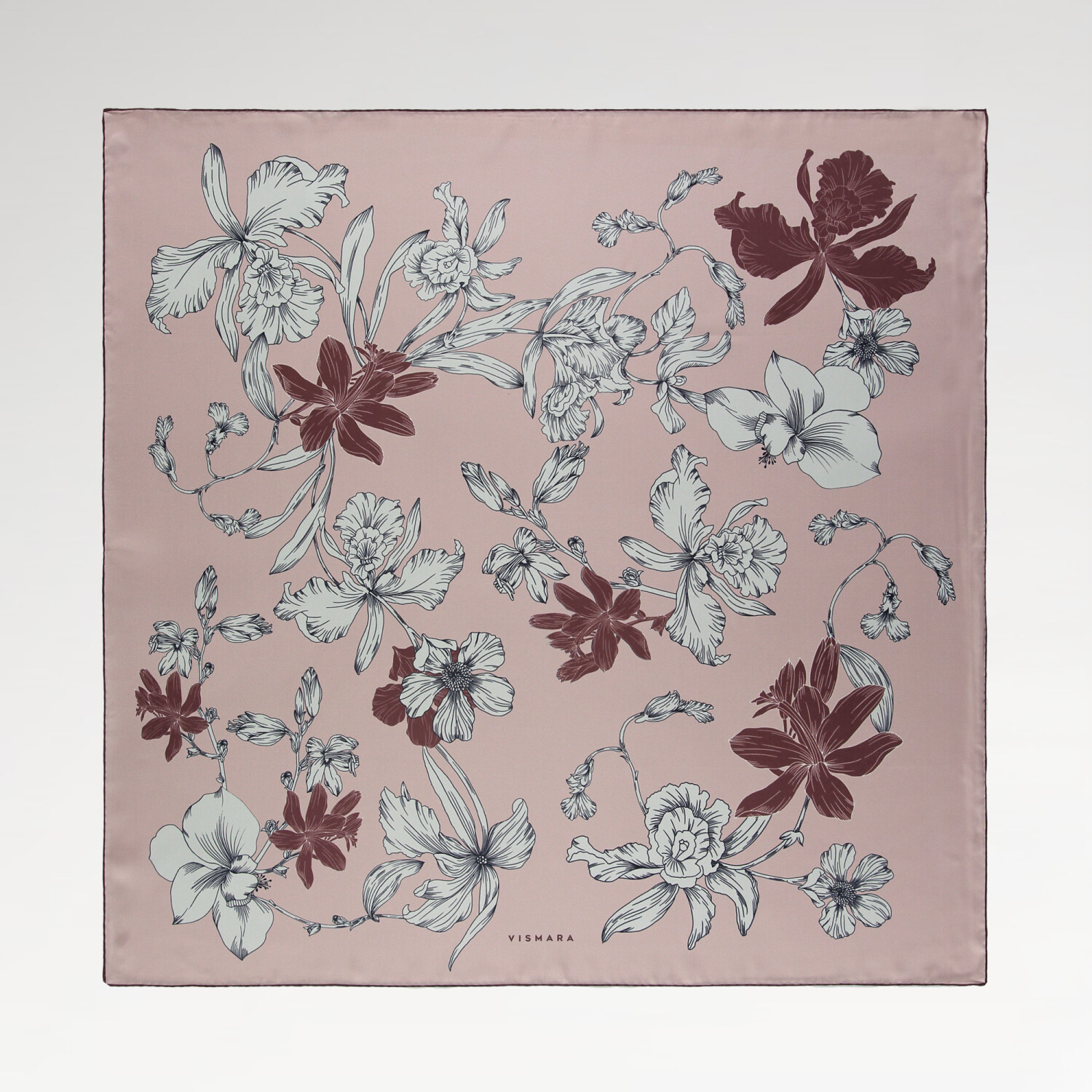 Powder Stilltone Pattern Twill Silk Square Scarf - 1