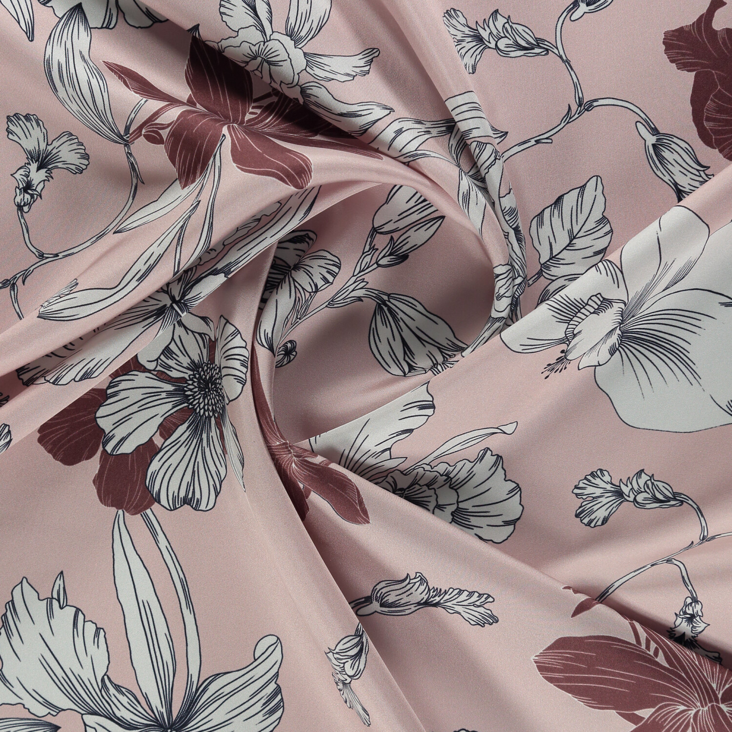Powder Stilltone Pattern Twill Silk Square Scarf - 2