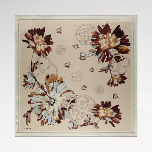 Powder Vismara Spring Flower Patterned Silk Square Scarf