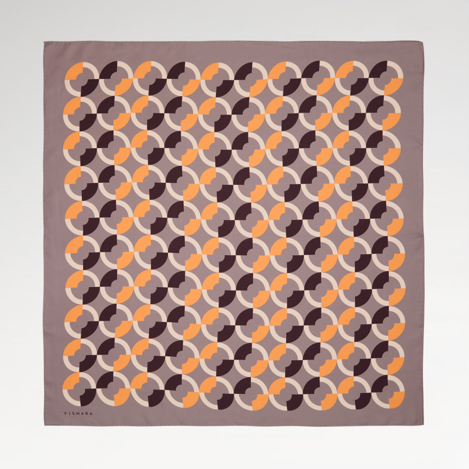 Pudra Çember Desenli Twill İpek Eşarp - 1