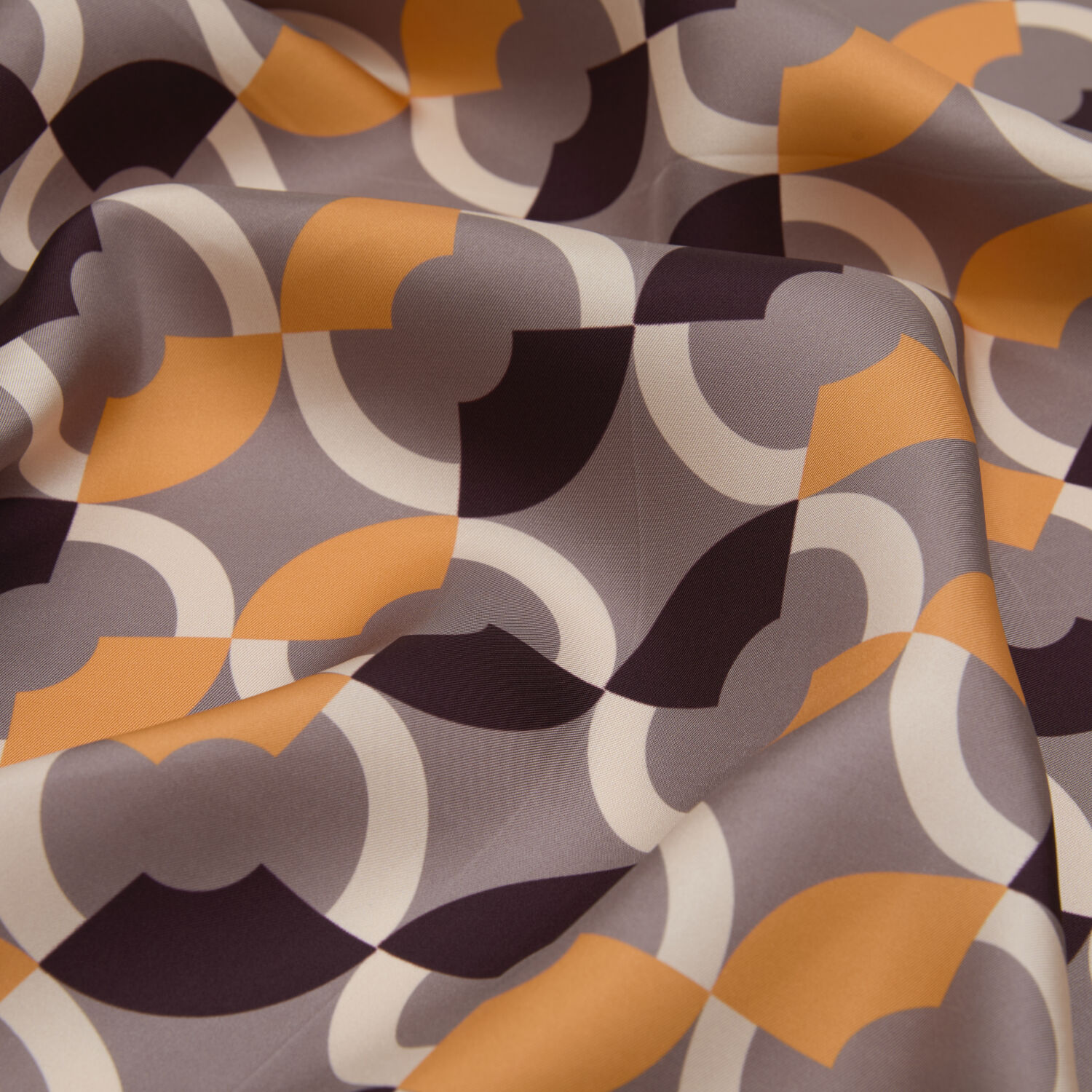 Pudra Çember Desenli Twill İpek Eşarp - 2
