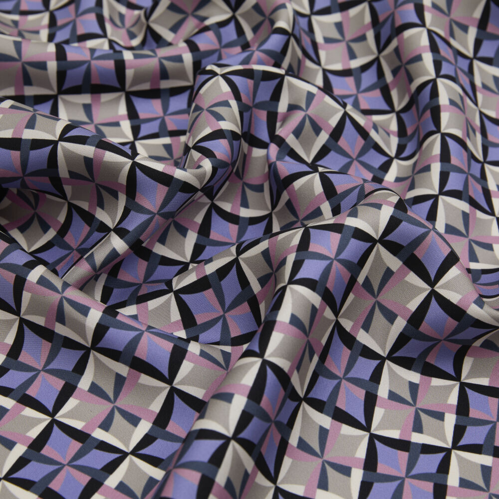 Pudra Diamond Line Retro Desen Twill İpek Eşarp - Vismara