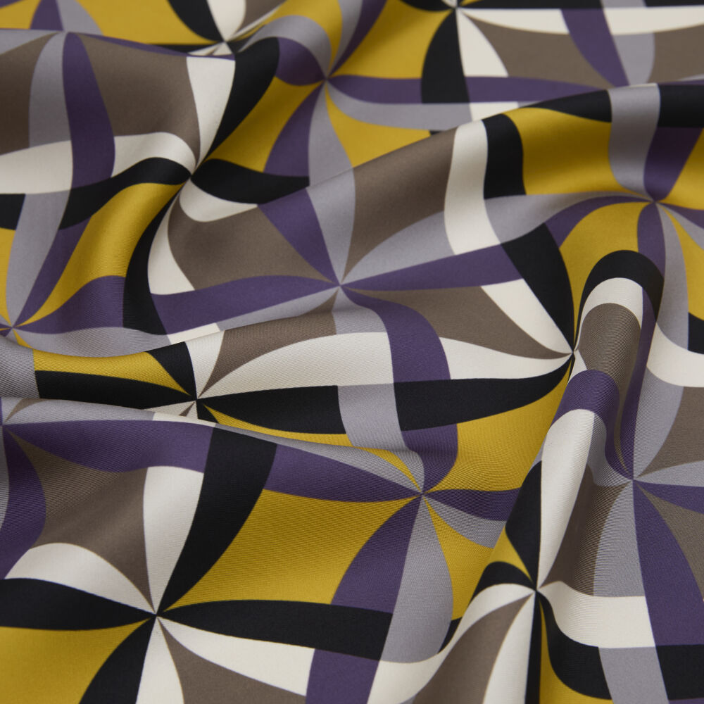 Purple Antique Mosaic Patterned Twill Silk Square Scarf - Vismara