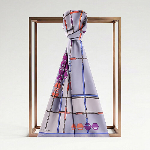 Purple Prism Line Pattern Silk Scarf - Vismara