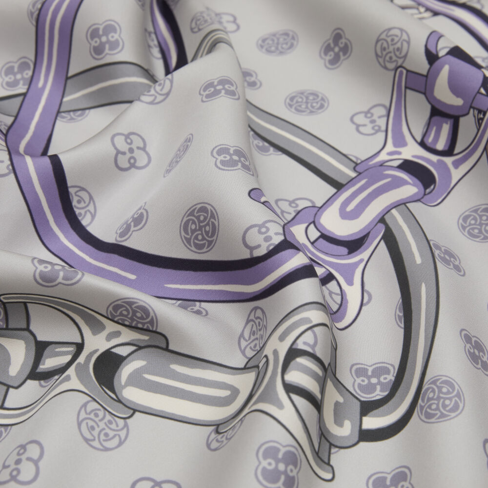 Purple Vismara Harness Patterned Twill Silk Square Scarf - Vismara