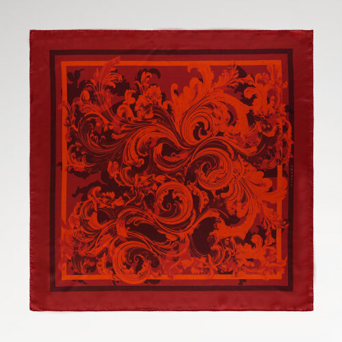 Red Baroque Ivy Patterned Silk Square Scarf