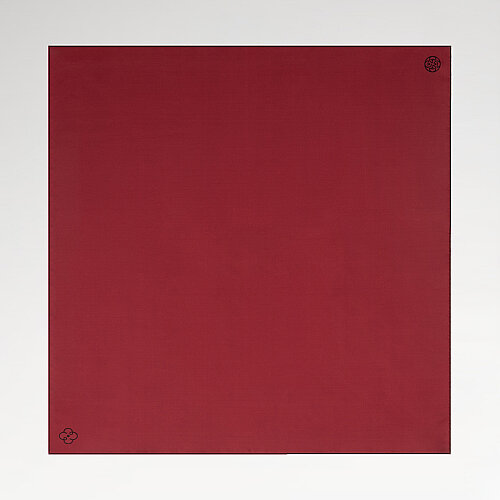 Red - Dark Grey Double-Sided Twill Silk Square Scarf - Vismara