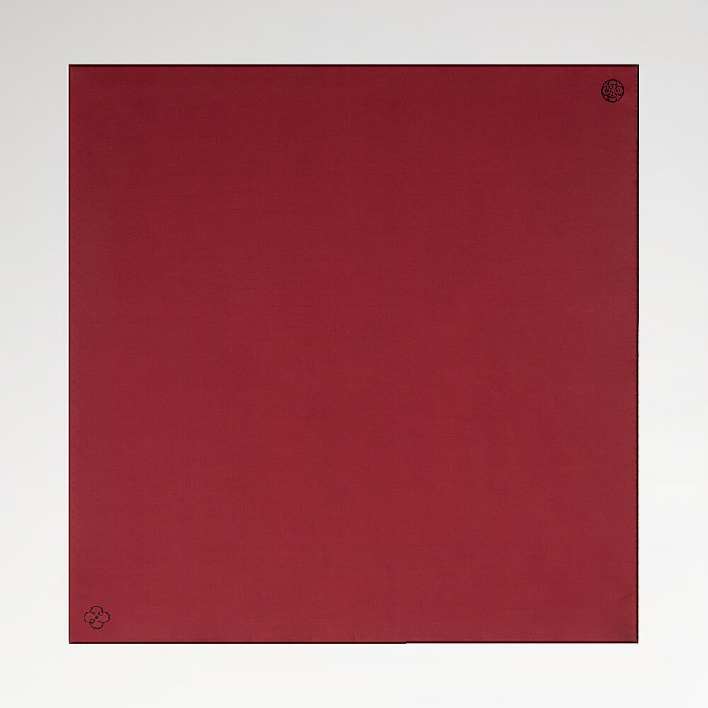 Red - Dark Grey Double-Sided Twill Silk Square Scarf - 2