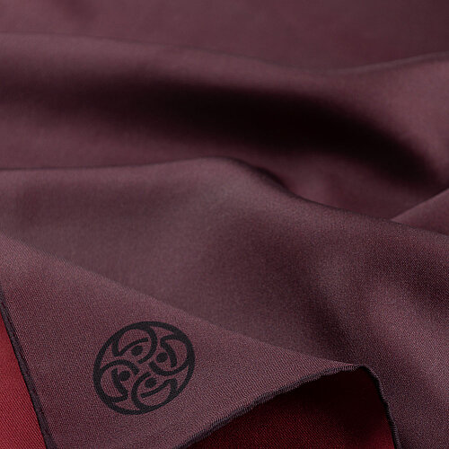 Red - Dark Grey Double-Sided Twill Silk Square Scarf - Vismara