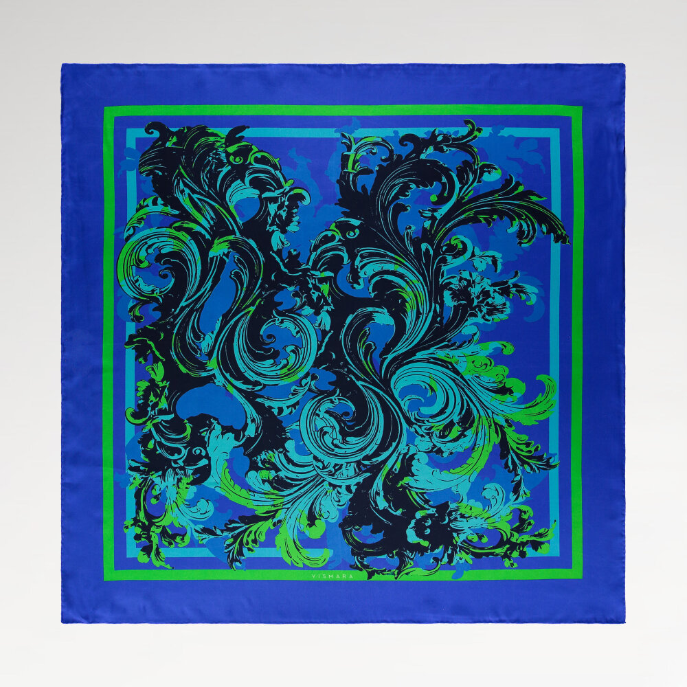Saks Baroque Ivy Patterned Silk Square Scarf - 1