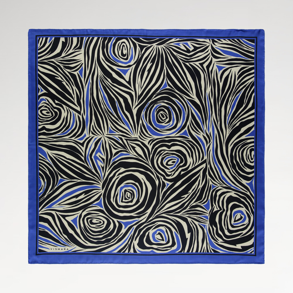 Saks Monobloom Pattern Twill Silk Square Scarf