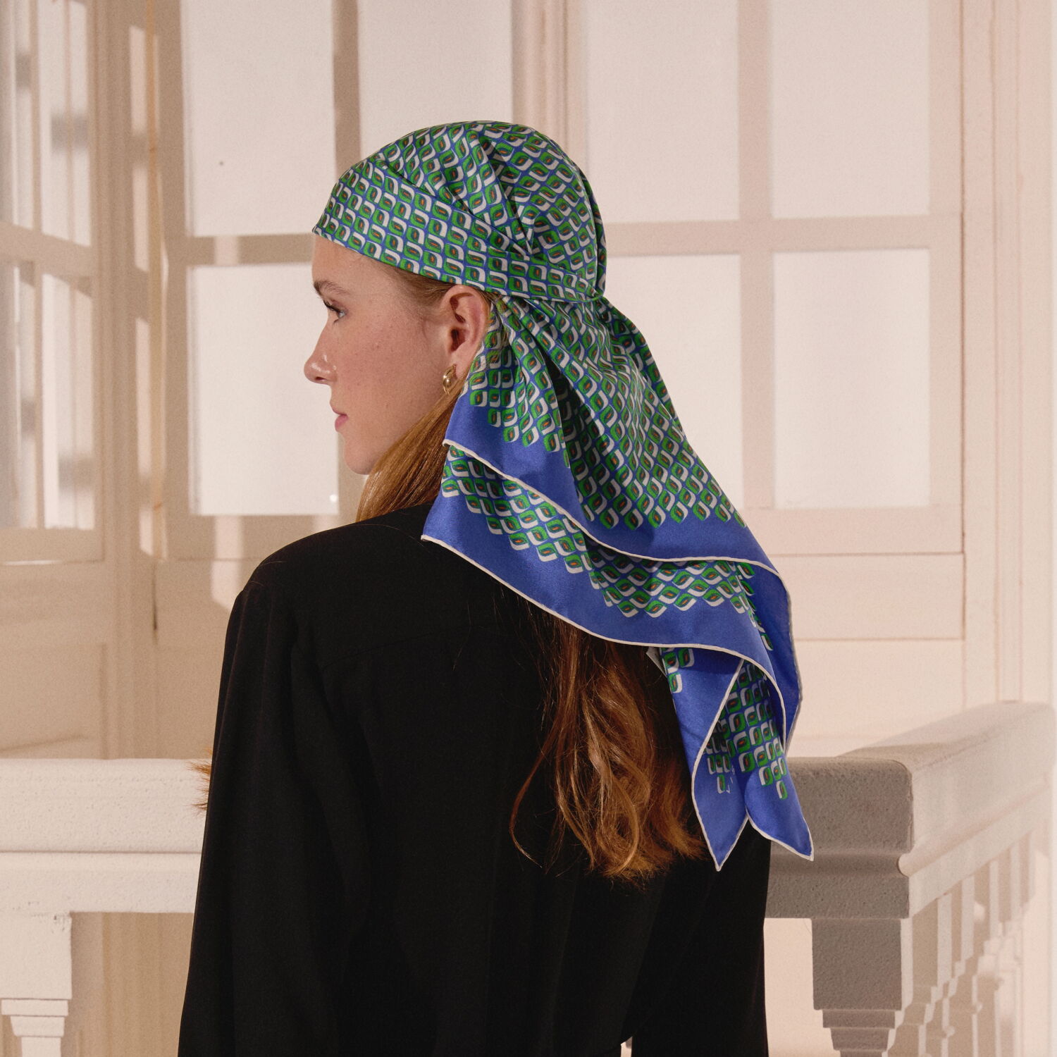 Saks Prizma Retro Desenli Twill İpek Eşarp - 3