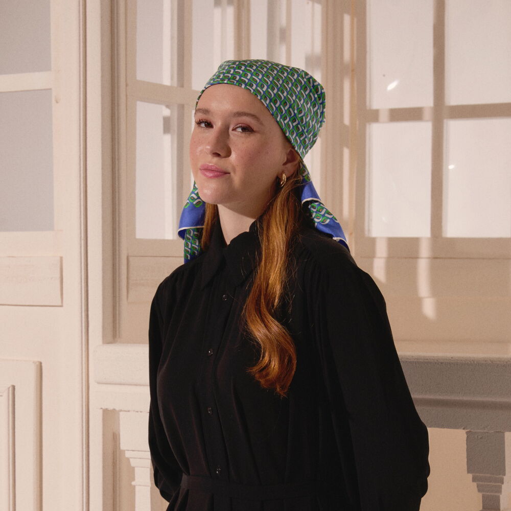 Saks Prizma Retro Desenli Twill İpek Eşarp - Vismara