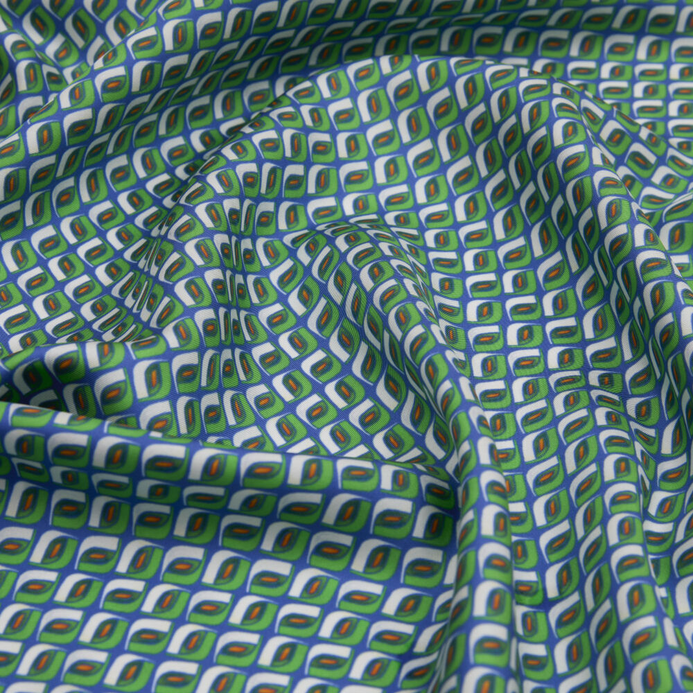 Saks Prizma Retro Desenli Twill İpek Eşarp - Vismara