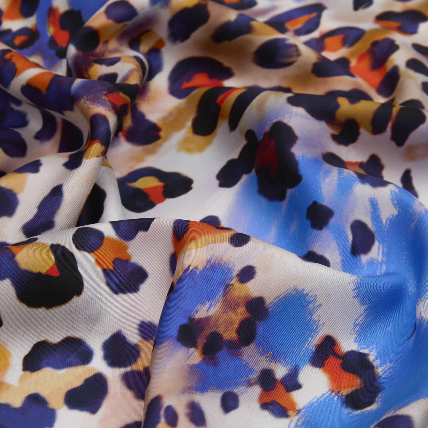 Saks Sanatsal Leopar Desenli Twill İpek Eşarp - 2
