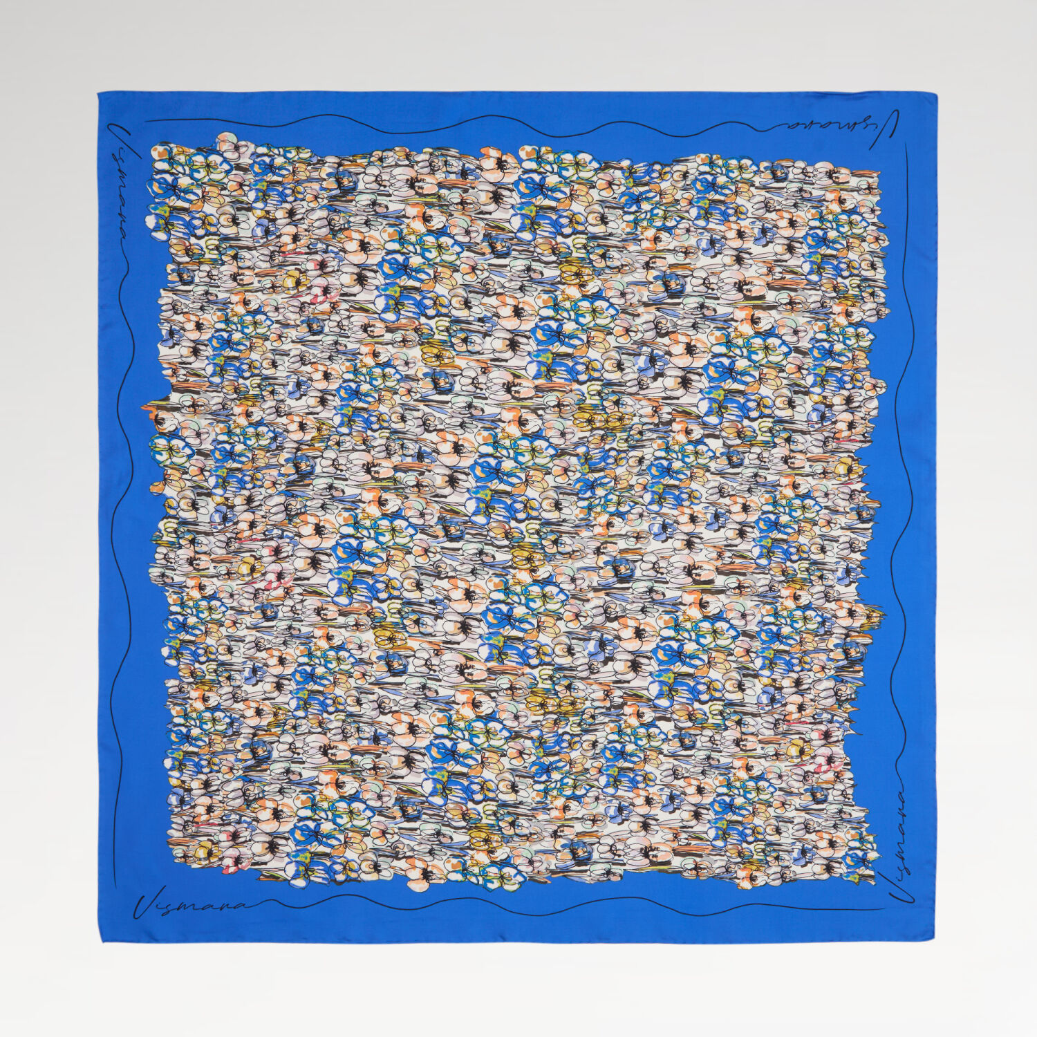 Saks Spring Flowers Patterned Twill Silk Square Scarf - 1