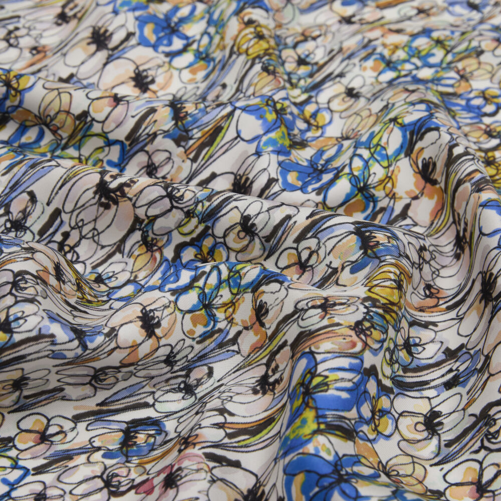 Saks Spring Flowers Patterned Twill Silk Square Scarf - Vismara