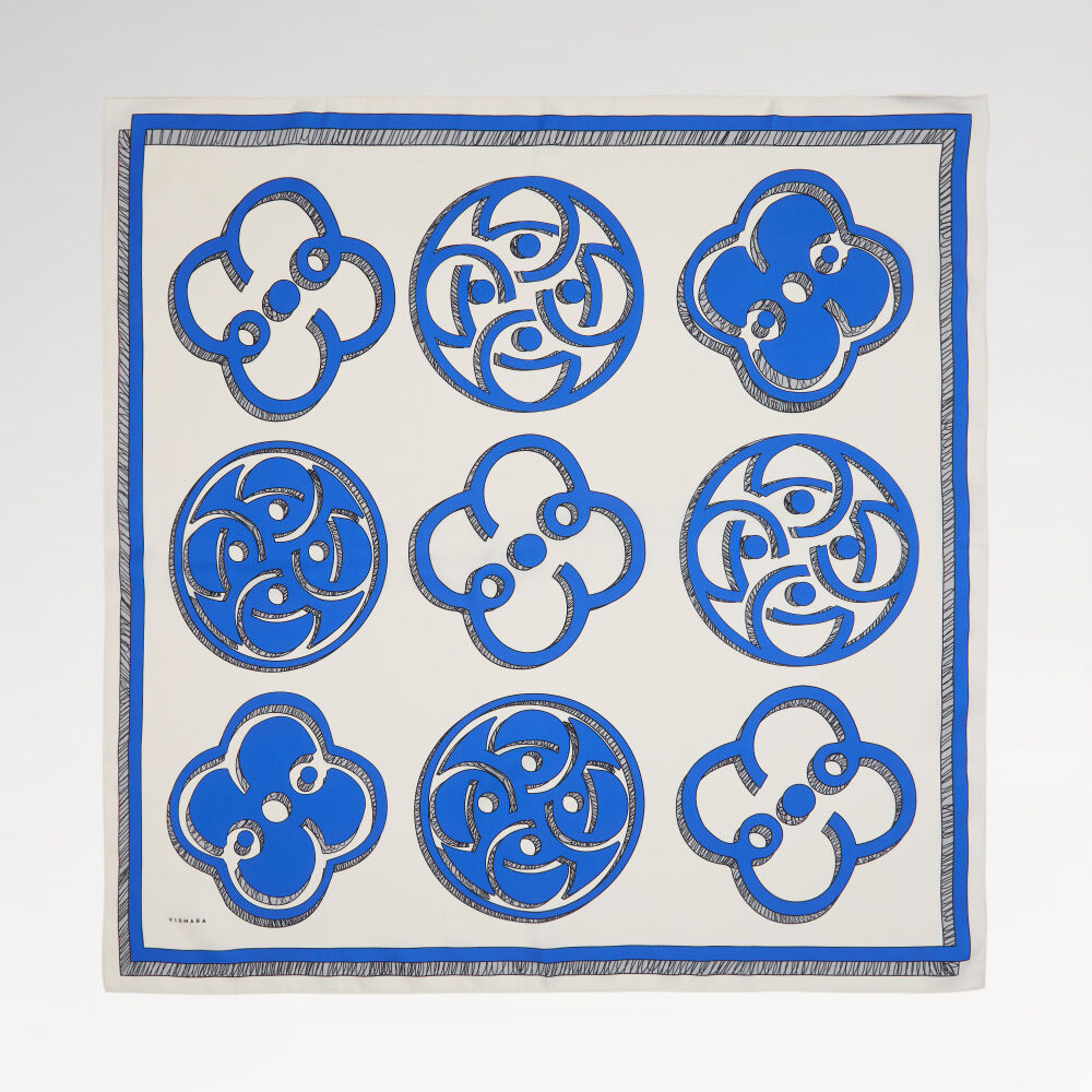 Saks Vismara Monogram Patterned Twill Silk Square Scarf