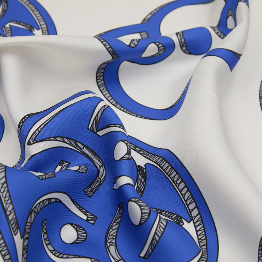 Saks Vismara Monogram Patterned Twill Silk Square Scarf - Vismara